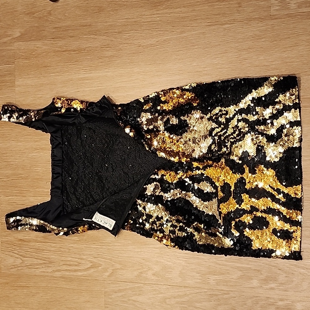 Sequin Black and Gold Dress - Picture 9 of 15